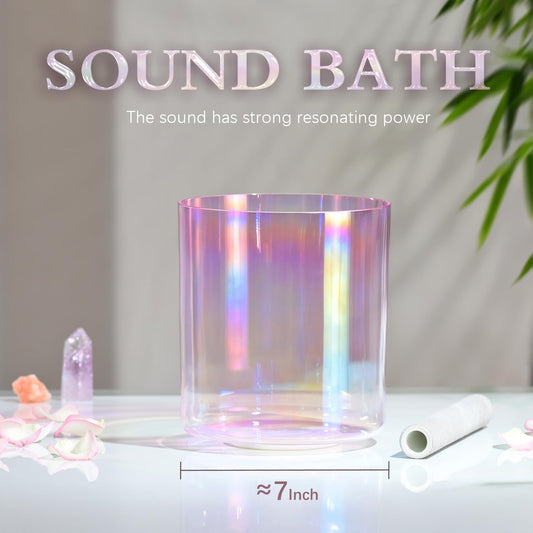 Clear Quartz Crystal Singing Bowl 7 Inch Pink