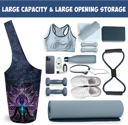 Yoga Mat Bag Carrier for Women with Side Large Pocket Durable Linen Workout Gym Travel Storage Pilates Mats