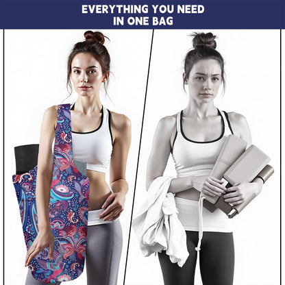 Yoga Mat Bag Carrier for Women with Side Large Pocket Durable Linen Workout Gym Travel Storage Pilates Mats