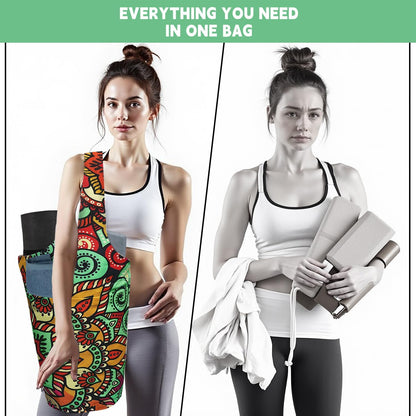 Yoga Mat Bag Carrier for Women with Side Large Pocket Durable Linen Workout Gym Travel Storage Pilates Mats