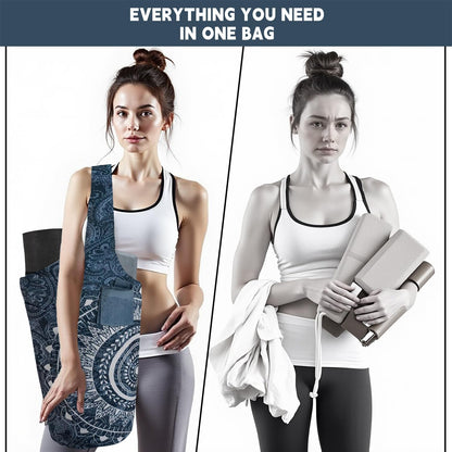 Yoga Mat Bag Carrier for Women with Side Large Pocket Durable Linen Workout Gym Travel Storage Pilates Mats