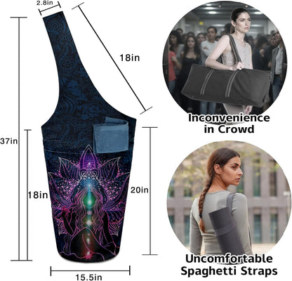 Yoga Mat Bag Carrier for Women with Side Large Pocket Durable Linen Workout Gym Travel Storage Pilates Mats
