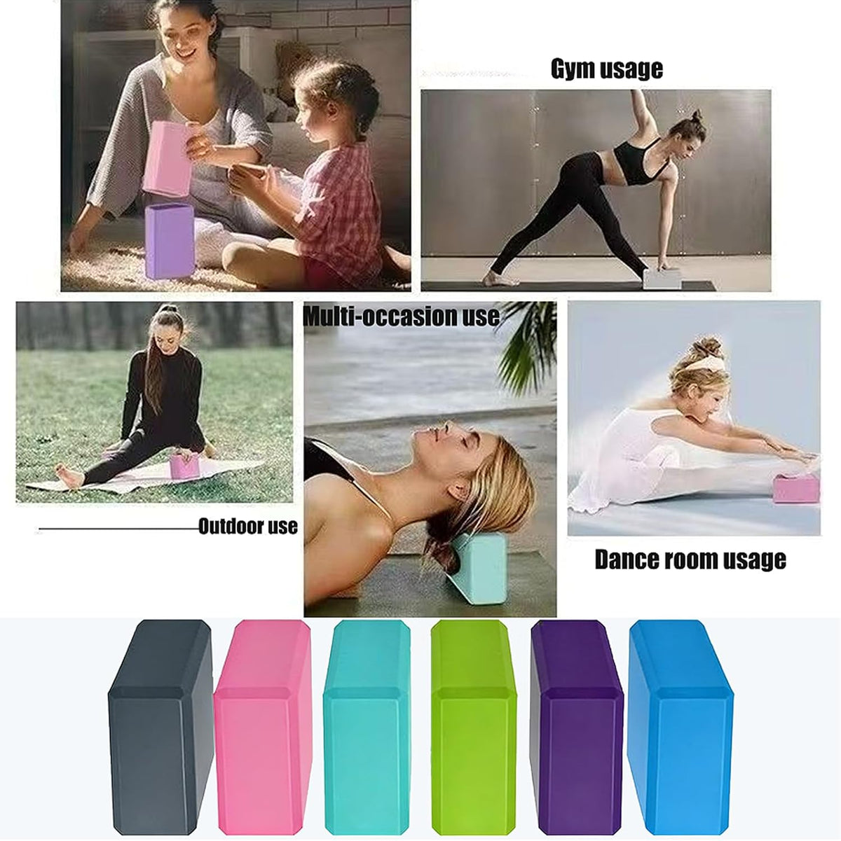 Foam Yoga Blocks Lightweight Non-Slip Supportive Yoga Bricks Yoga Props Accessories for Women Men, Stretching and Meditation (6 Colors)