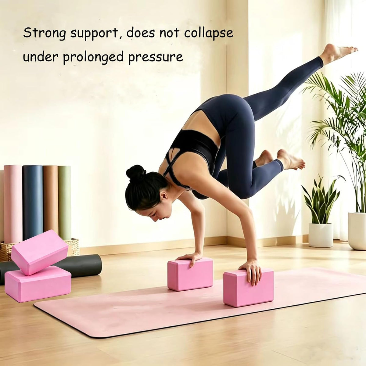 Foam Yoga Blocks Lightweight Non-Slip Supportive Yoga Bricks Yoga Props Accessories for Women Men, Stretching and Meditation (6 Colors)