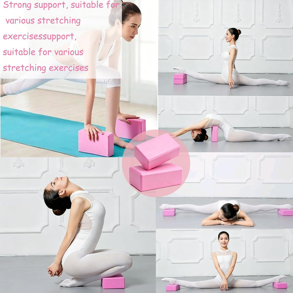 Foam Yoga Blocks Lightweight Non-Slip Supportive Yoga Bricks Yoga Props Accessories for Women Men, Stretching and Meditation (6 Colors)