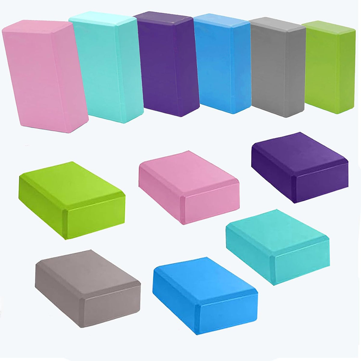 Foam Yoga Blocks Lightweight Non-Slip Supportive Yoga Bricks Yoga Props Accessories for Women Men, Stretching and Meditation (6 Colors)