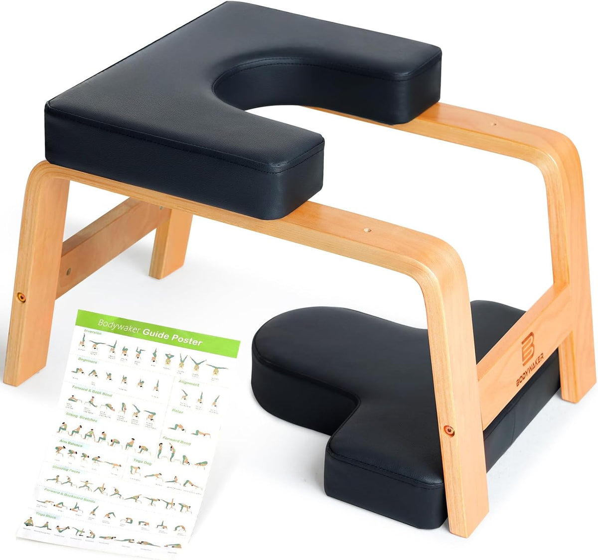 Yoga Headstand Bench, Stand Yoga Chair for Balance Training, Core Strength Building, Upside Down Chair for Relaxation, Handstand Trainer Inversion Chair for Home Gym (Chocolate Black)
