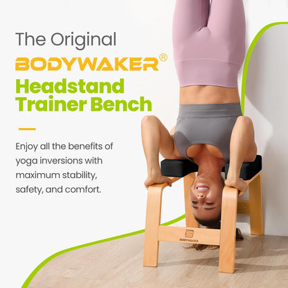 Yoga Headstand Bench, Stand Yoga Chair for Balance Training, Core Strength Building, Upside Down Chair for Relaxation, Handstand Trainer Inversion Chair for Home Gym (Chocolate Black)