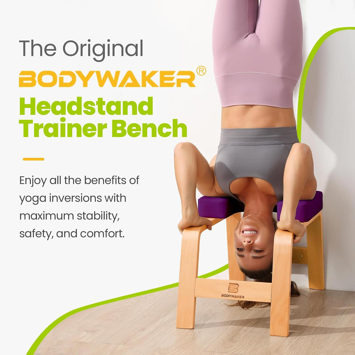 Yoga Headstand Bench, Stand Yoga Chair for Balance Training, Core Strength Building, Upside Down Chair for Relaxation, Handstand Trainer Inversion Chair for Home Gym (Chocolate Black)