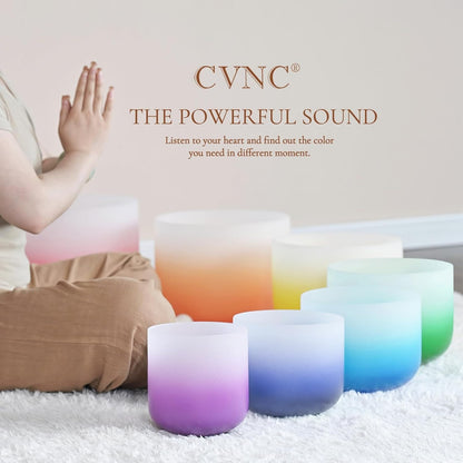 432HZ 6-12 Inch Set of 7 Aria Gradient Design Crystal Singing Bowls