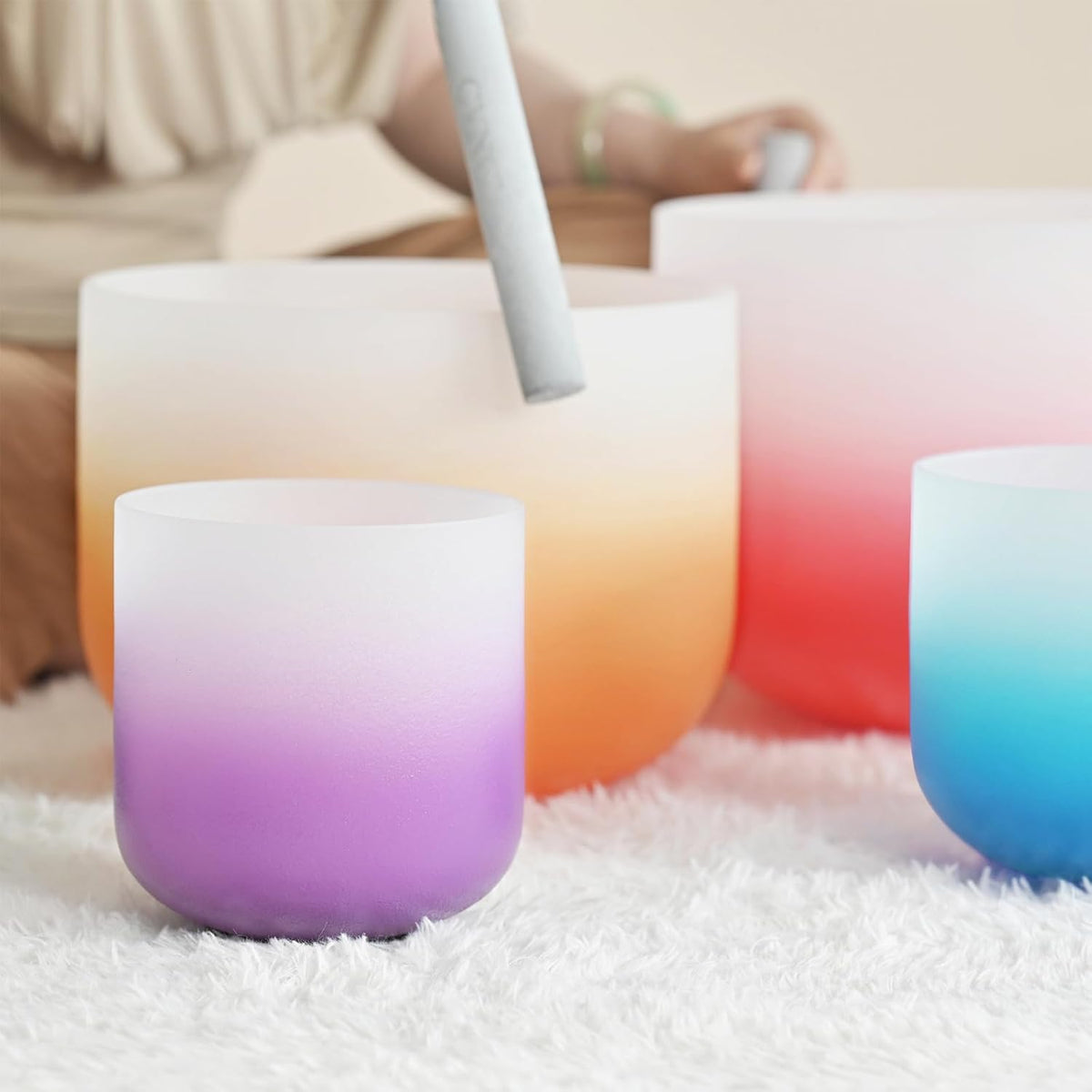 432HZ 6-12 Inch Set of 7 Aria Gradient Design Crystal Singing Bowls