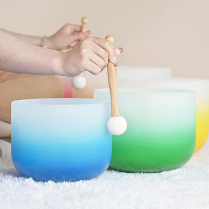 432HZ 6-12 Inch Set of 7 Aria Gradient Design Crystal Singing Bowls