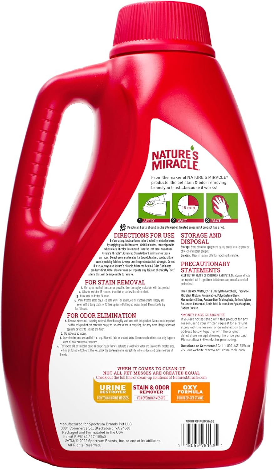 Advanced Dog Stain & Odor Eliminator, Severe Mess, 32 oz