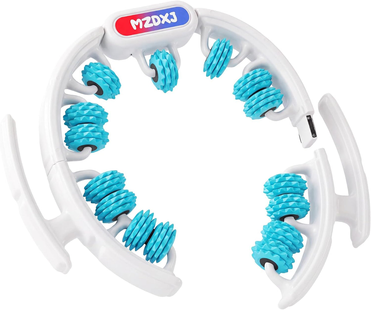 Cellulite Massage Tool - Lymphatic Drainage Massager - Muscle Roller, Deep Fascia Massage, Dimpled Skin Removal, Legs/Thighs/Buttocks, Anti-Cellulite Roller, Smooth Skin (14 Wheel - Blue)