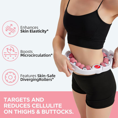 Cellulite Massage Tool - Lymphatic Drainage Massager - Muscle Roller, Deep Fascia Massage, Dimpled Skin Removal, Legs/Thighs/Buttocks, Anti-Cellulite Roller, Smooth Skin (14 Wheel - Blue)
