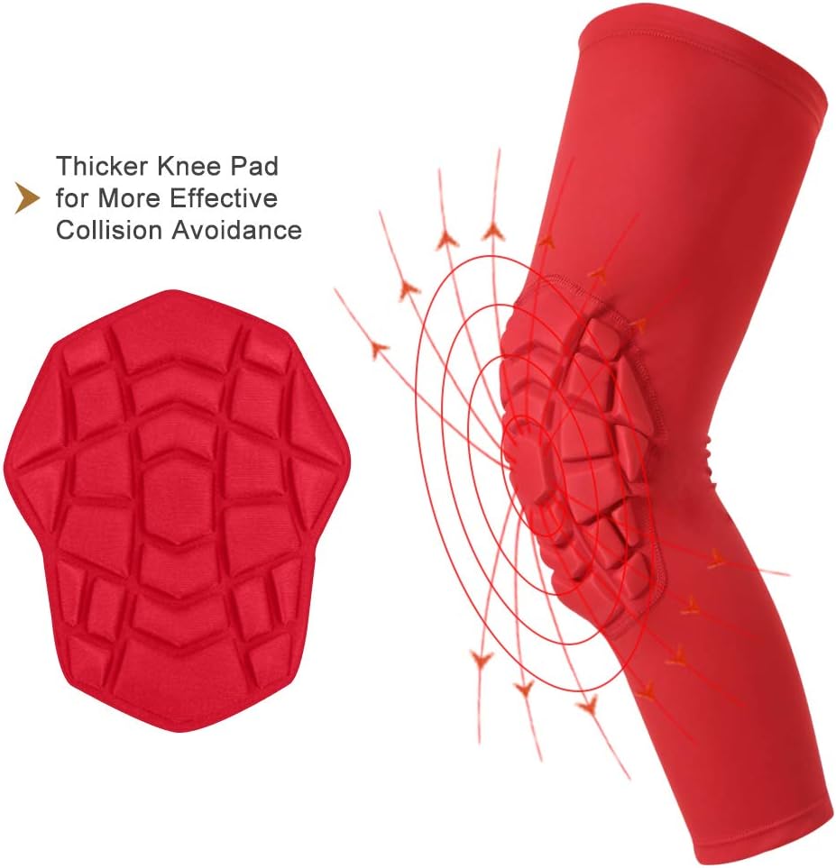 Knee Pads Compression Leg Sleeve Knee Sleeve for All Sports Wrestling Protector Gear, 1 Pair of Knee Paded