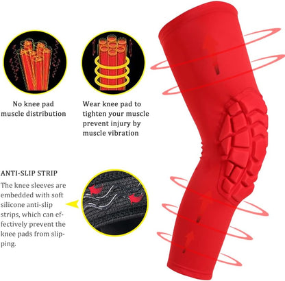 Knee Pads Compression Leg Sleeve Knee Sleeve for All Sports Wrestling Protector Gear, 1 Pair of Knee Paded