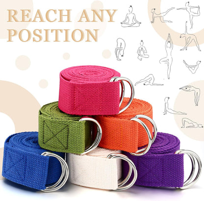 6 Pcs Yoga Straps for Stretching 8 Ft, Safe D Ring Buckle