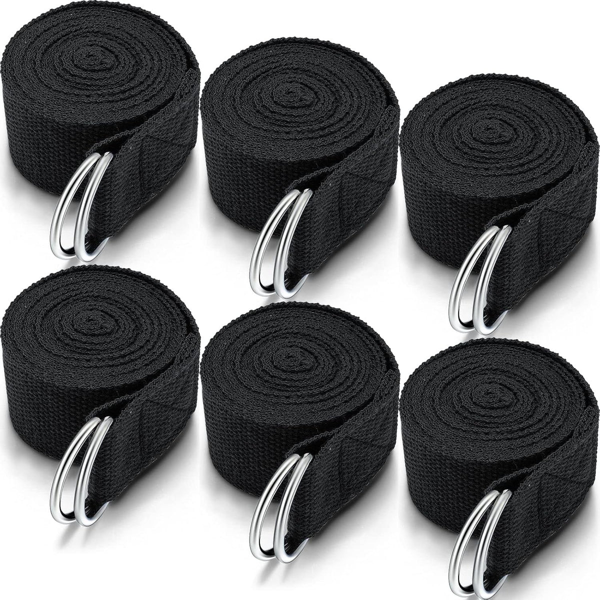 6 Pcs Yoga Straps for Stretching 8 Ft, Safe D Ring Buckle