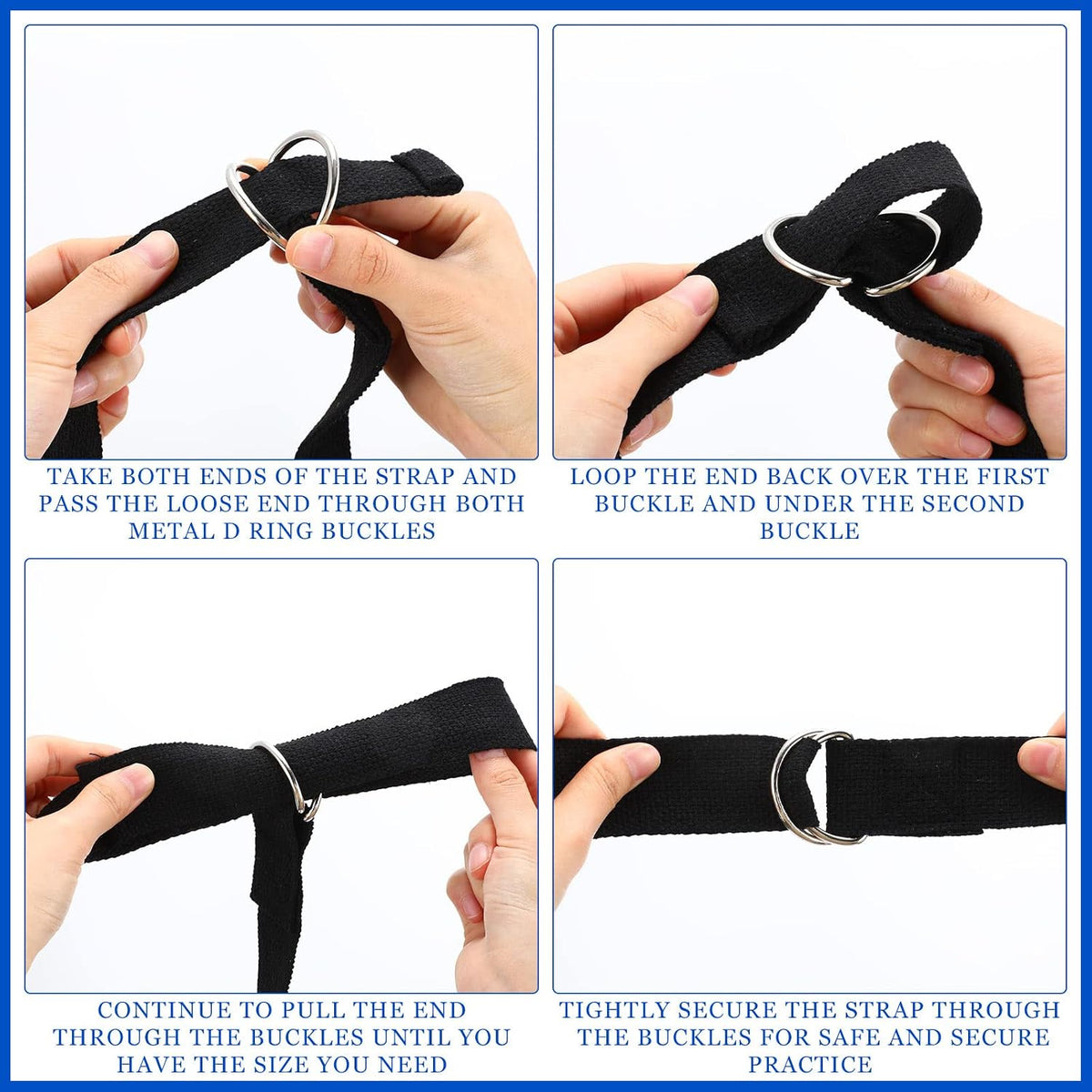 6 Pcs Yoga Straps for Stretching 8 Ft, Safe D Ring Buckle