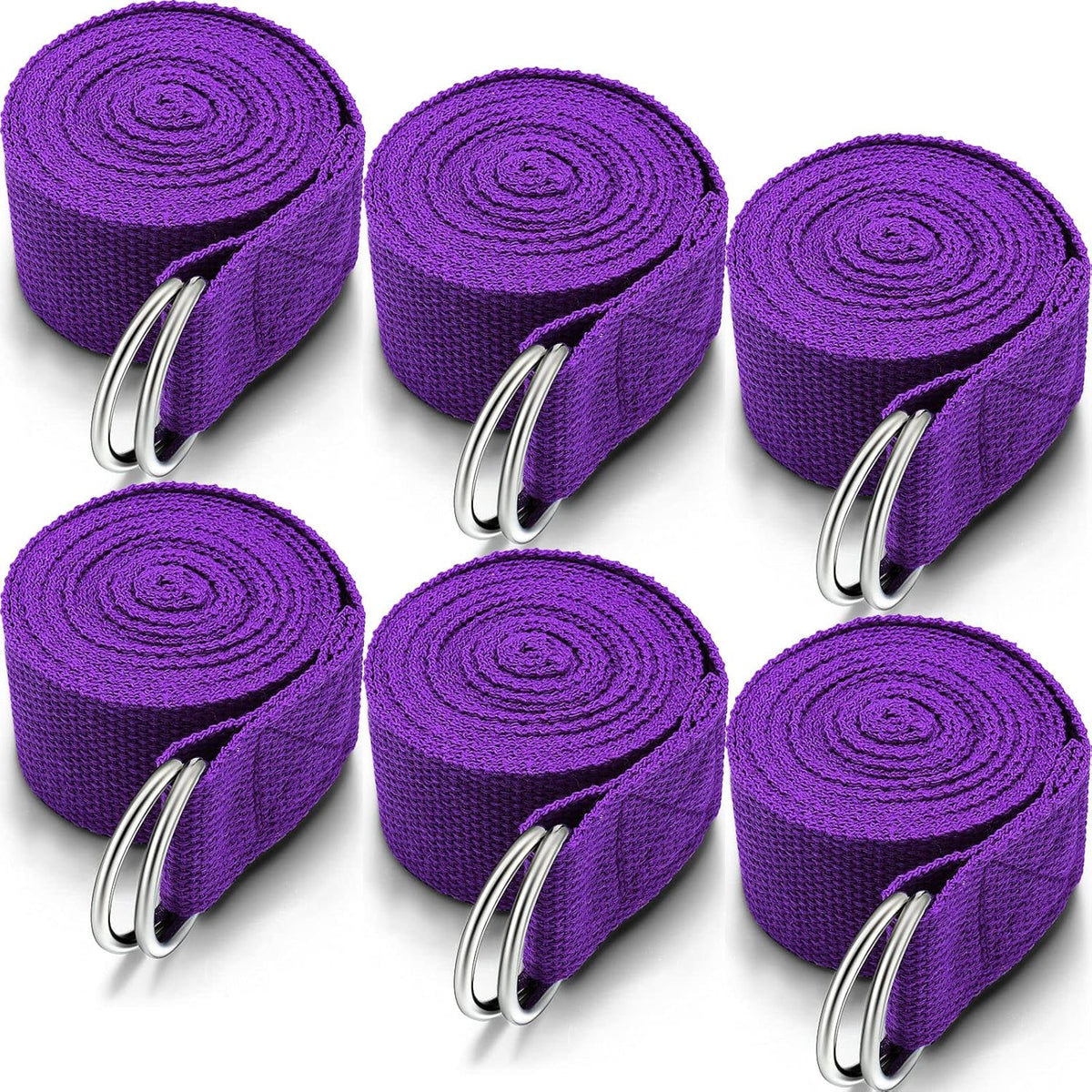6 Pcs Yoga Straps for Stretching 8 Ft, Safe D Ring Buckle