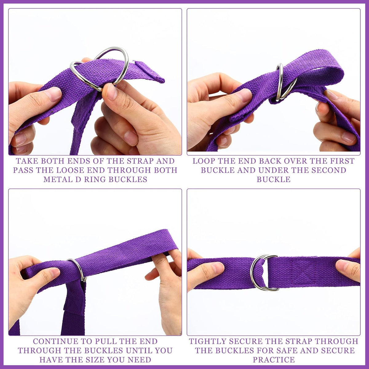 6 Pcs Yoga Straps for Stretching 8 Ft, Safe D Ring Buckle