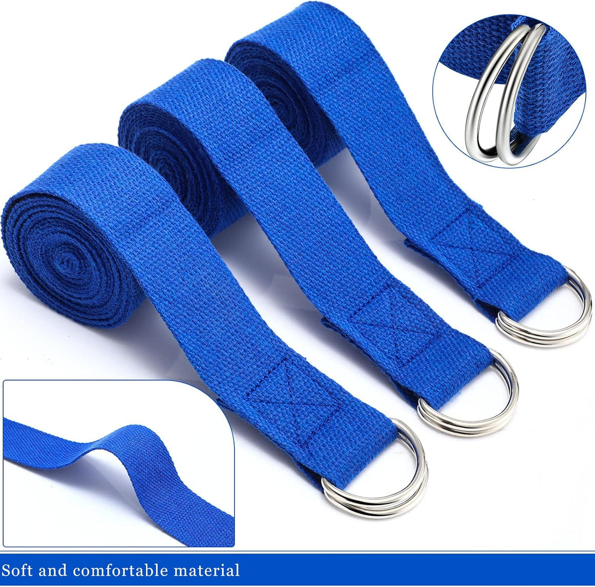 6 Pcs Yoga Straps for Stretching 8 Ft, Safe D Ring Buckle