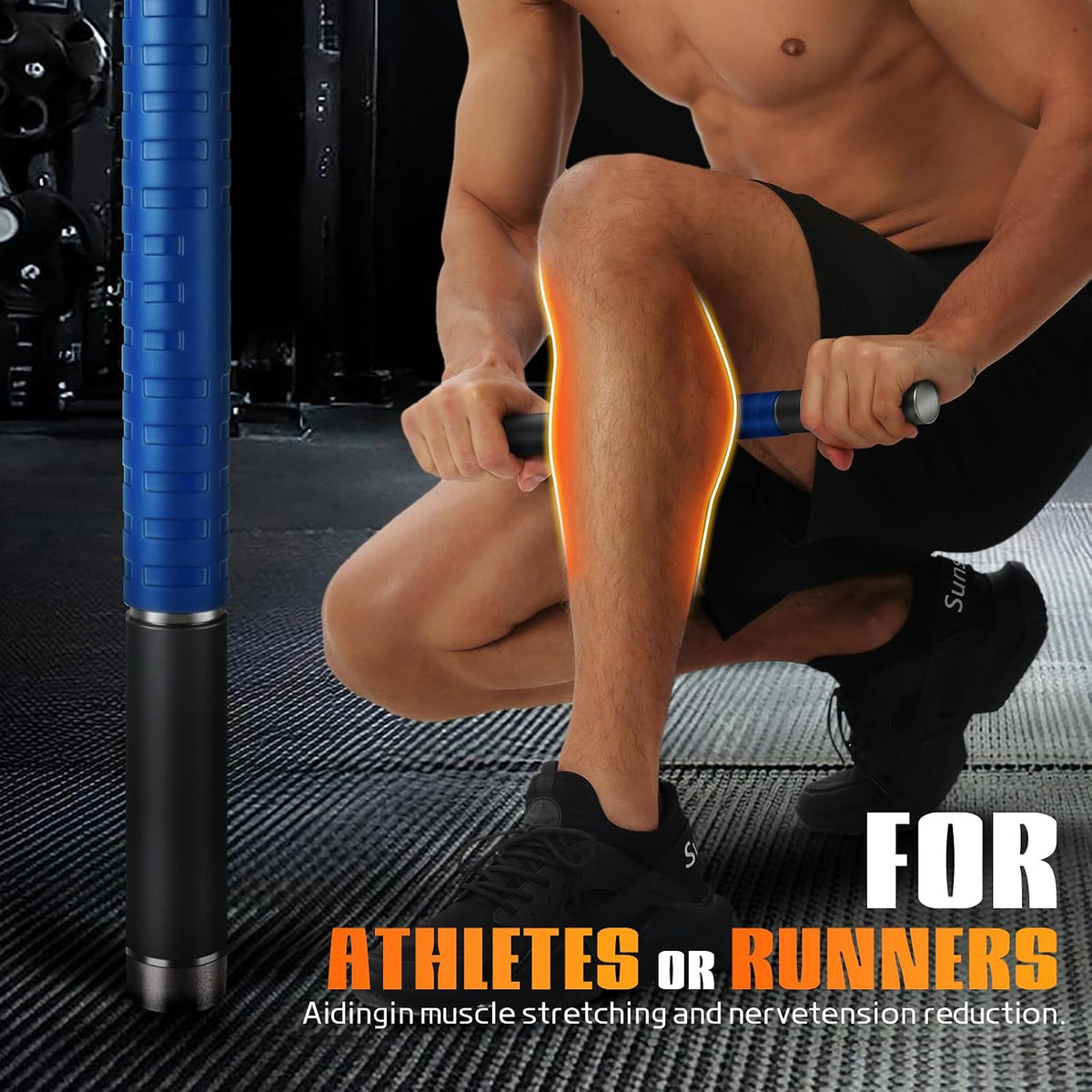 Muscle Roller Stick,17" Massage Roller for Muscle Deep Tissue Massage Black