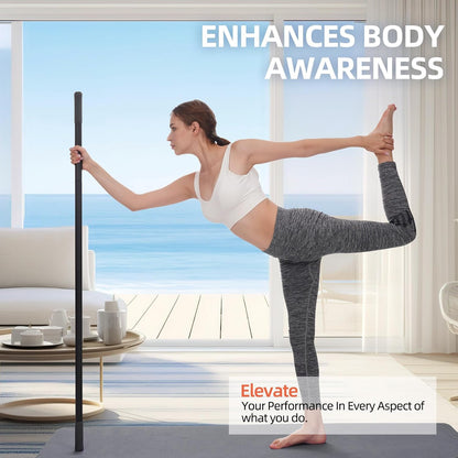 Adjustable Yoga Stick (30/45/60 in), Fully Foam-Sleeved Steel Stretching & Mobility Stick with Exercise Guide, Portable Fitness & Rehab Tool, Carry Bag Included
