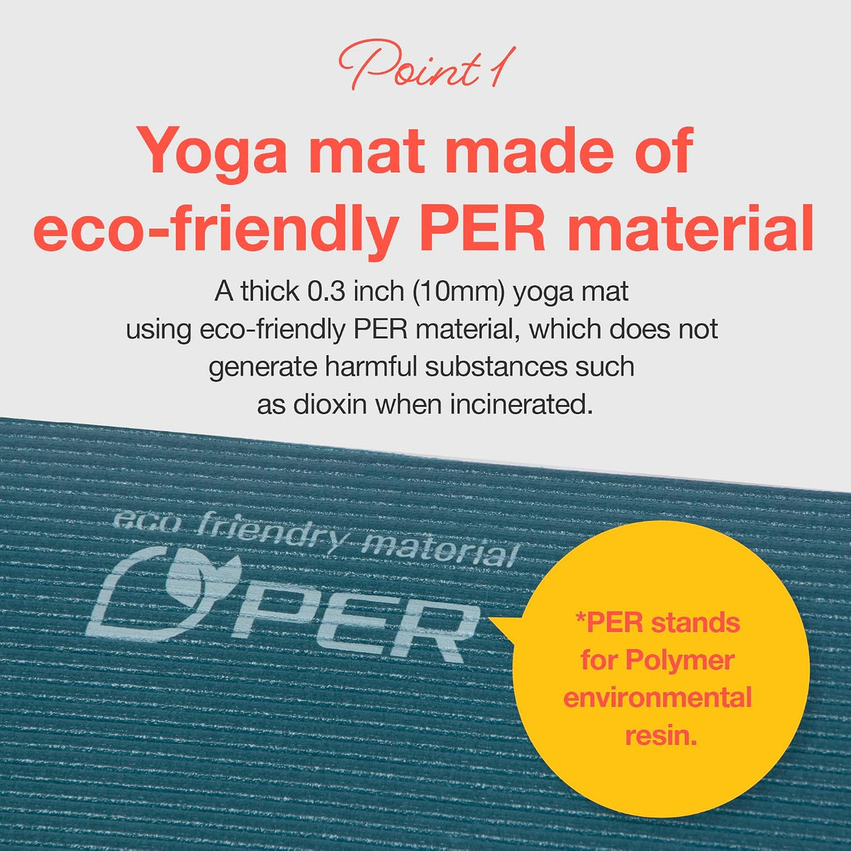 Yoga Mat Eco-Friendly Material 1/2 inch Non-Slip Yoga Pilates Fitness at Home & Gym 4 Colors with Carrying Case & Strap