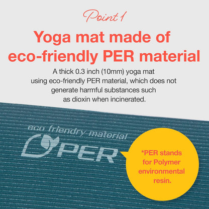 Yoga Mat Eco-Friendly Material 1/2 inch Non-Slip Yoga Pilates Fitness at Home & Gym 4 Colors with Carrying Case & Strap