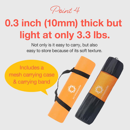 Yoga Mat Eco-Friendly Material 1/2 inch Non-Slip Yoga Pilates Fitness at Home & Gym 4 Colors with Carrying Case & Strap