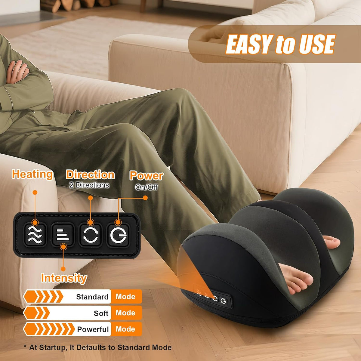 Shiatsu Foot Massager, Foot and Calf Massager with Heat, Black