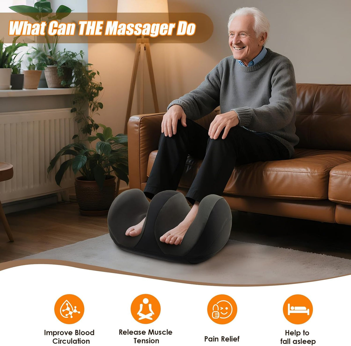 Shiatsu Foot Massager, Foot and Calf Massager with Heat, Black