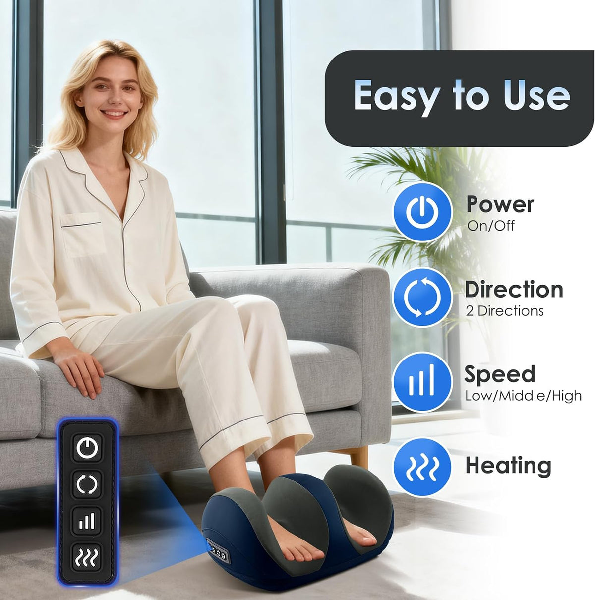 Shiatsu Foot Massager, Foot and Calf Massager with Heat, Black