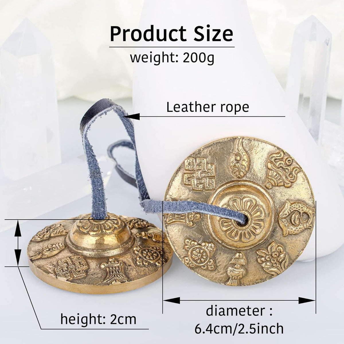 Tibetan Tingsha Cymbals 2pcs, with Storage Box and Fabric Case, Meditation Sanskrit Brass Chime Bells for Spiritual Healing Mindfulness, Yoga Buddhist, Relaxation Musical Instruments