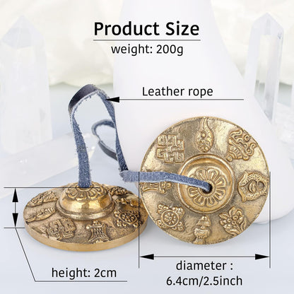 Tibetan Tingsha Cymbals 2pcs, with Storage Box and Fabric Case, Meditation Sanskrit Brass Chime Bells for Spiritual Healing Mindfulness, Yoga Buddhist, Relaxation Musical Instruments