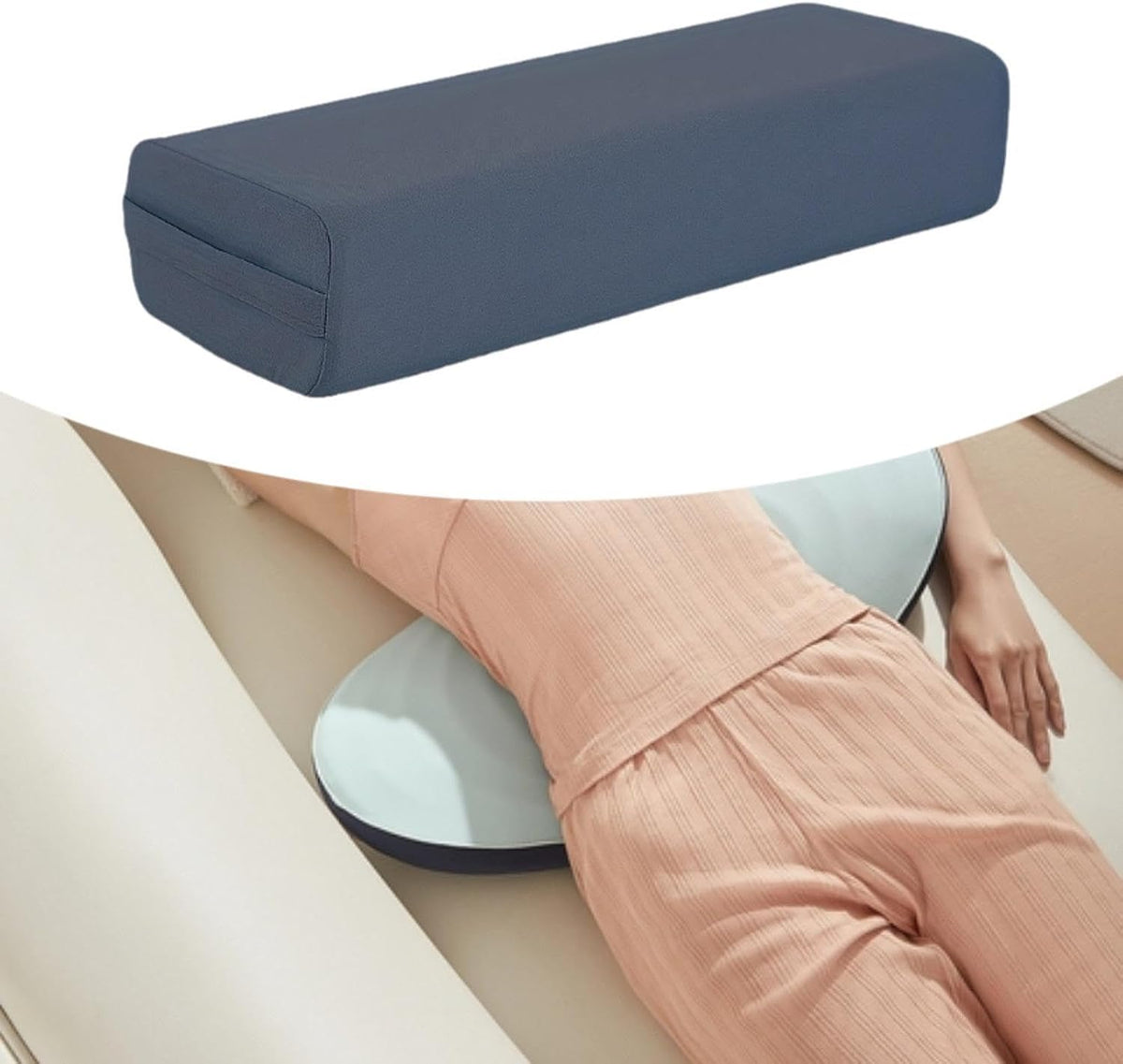 Yoga Bolster Pillow Rectangular,with Carry Handle,Meditation Cushion for Relaxation, Dark blue