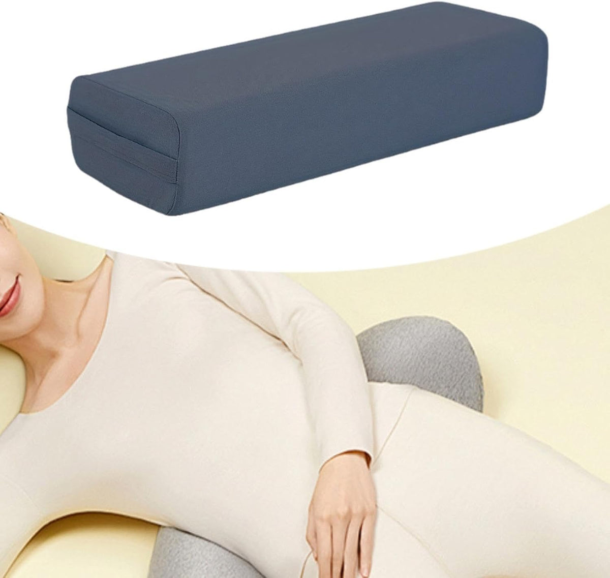 Yoga Bolster Pillow Rectangular,with Carry Handle,Meditation Cushion for Relaxation, Dark blue