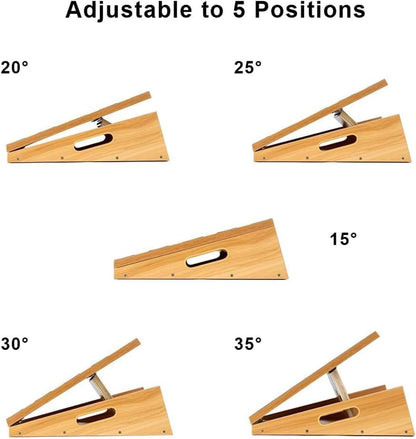 Wooden Slant Board, Adjustable Incline, Side Handles, Non-Slip