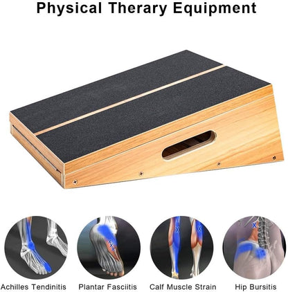 Wooden Slant Board, Adjustable Incline, Side Handles, Non-Slip