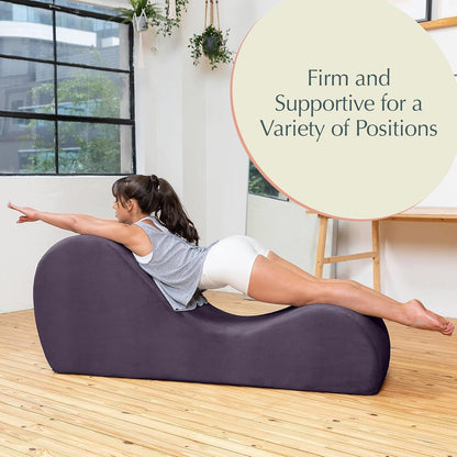 Sleek Chaise Lounge for Yoga - Made in The USA - Great for Stretching, Relaxation, Exercise & More, 60D x 18W x 26H Inch, Light Grey