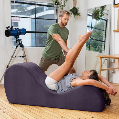 Sleek Chaise Lounge for Yoga - Made in The USA - Great for Stretching, Relaxation, Exercise & More, 60D x 18W x 26H Inch, Light Grey