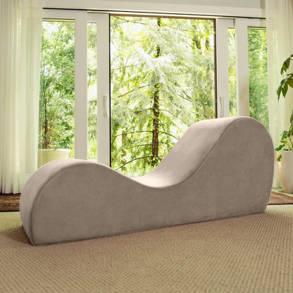 Sleek Chaise Lounge for Yoga - Made in The USA - Great for Stretching, Relaxation, Exercise & More, 60D x 18W x 26H Inch, Light Grey