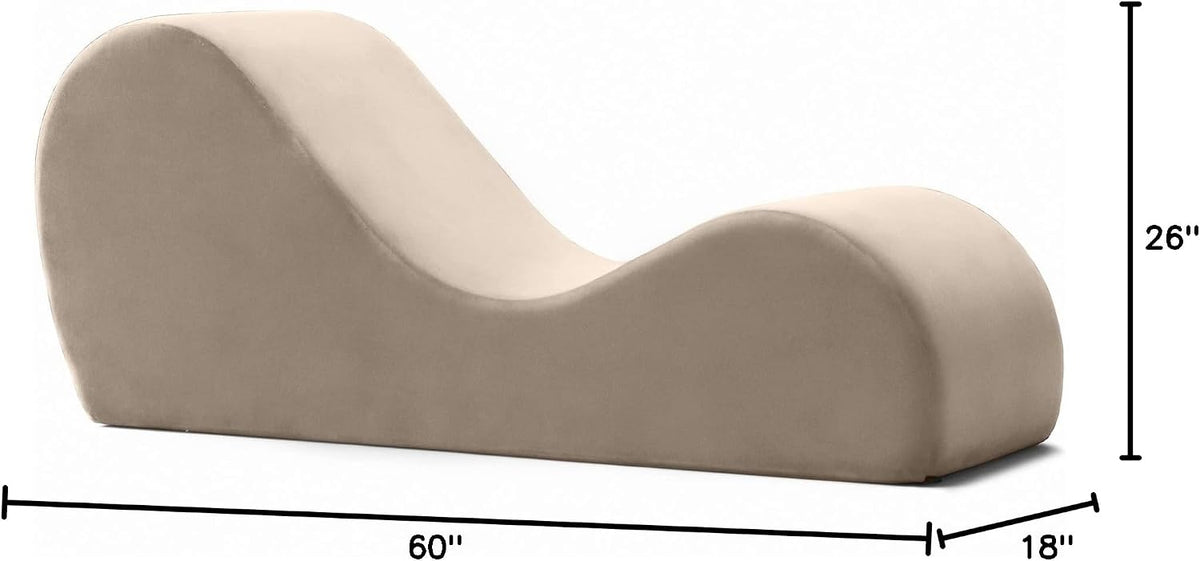 Sleek Chaise Lounge for Yoga - Made in The USA - Great for Stretching, Relaxation, Exercise & More, 60D x 18W x 26H Inch, Light Grey