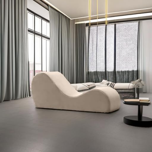 Sleek Chaise Lounge for Yoga - Made in The USA - Great for Stretching, Relaxation, Exercise & More, 60D x 18W x 26H Inch, Light Grey