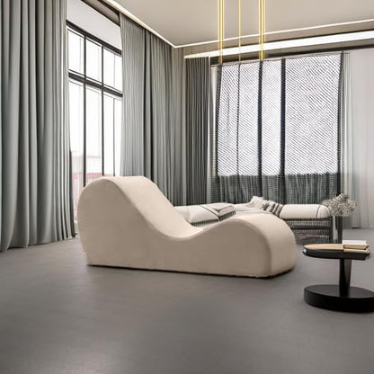 Sleek Chaise Lounge for Yoga - Made in The USA - Great for Stretching, Relaxation, Exercise & More, 60D x 18W x 26H Inch, Light Grey