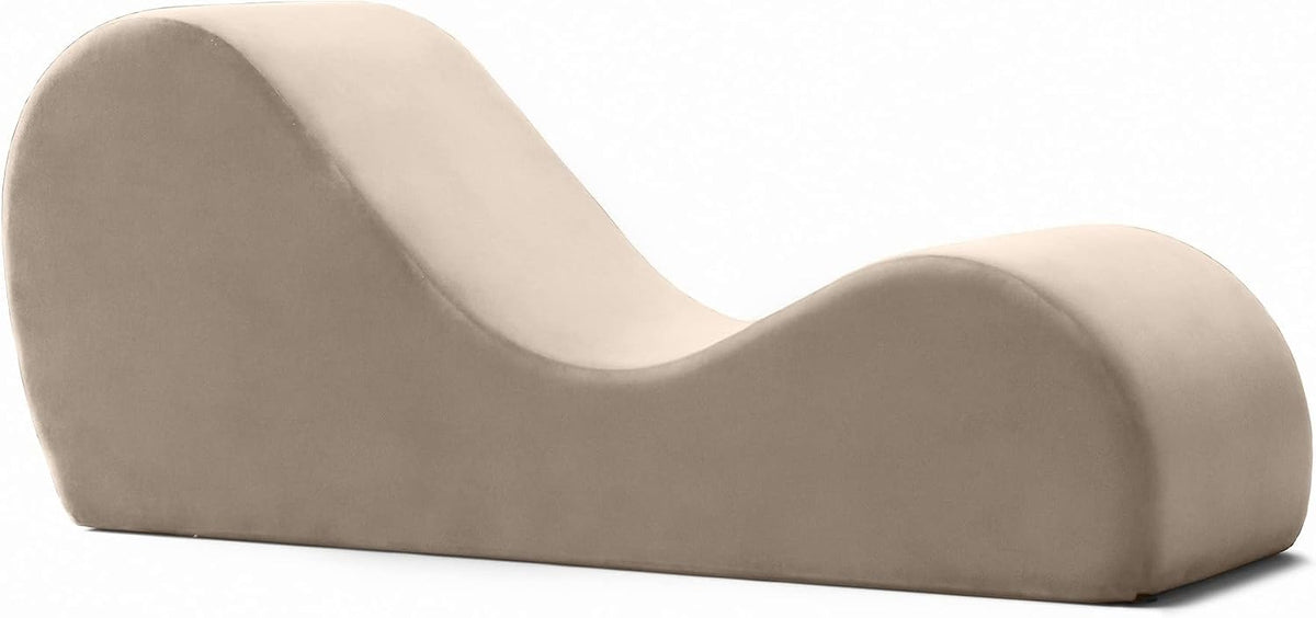 Sleek Chaise Lounge for Yoga - Made in The USA - Great for Stretching, Relaxation, Exercise & More, 60D x 18W x 26H Inch, Light Grey