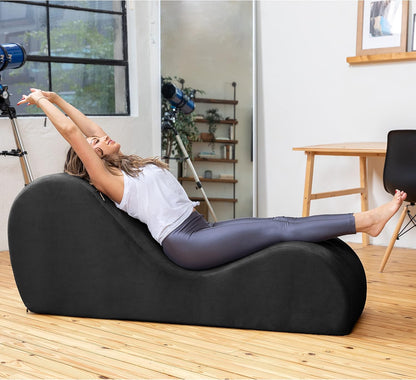 Sleek Chaise Lounge for Yoga - Made in The USA - Great for Stretching, Relaxation, Exercise & More, 60D x 18W x 26H Inch, Light Grey
