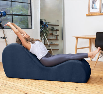 Sleek Chaise Lounge for Yoga - Made in The USA - Great for Stretching, Relaxation, Exercise & More, 60D x 18W x 26H Inch, Light Grey